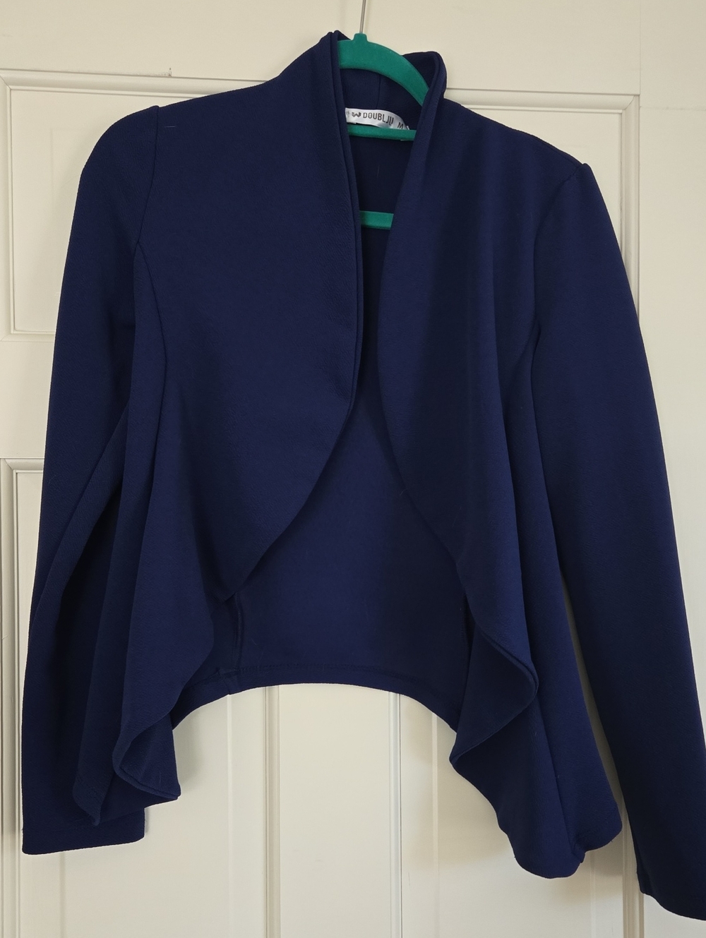 Dark Navy Open Front Draped Cardigan